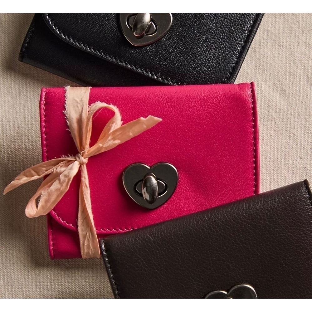 Free People Lock It Up Pink Goat Leather Wallet‎ Women NWT